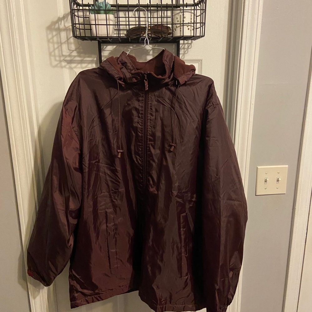 burgundy zip up jacket